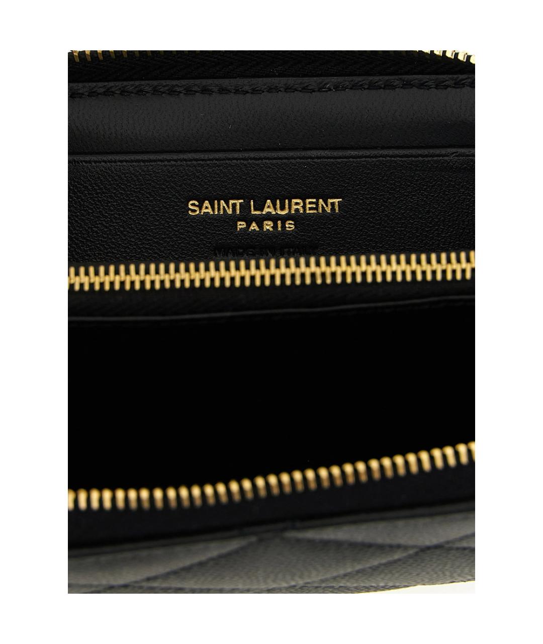 SAINT LAURENT Черный кожаный кошелек, фото 2