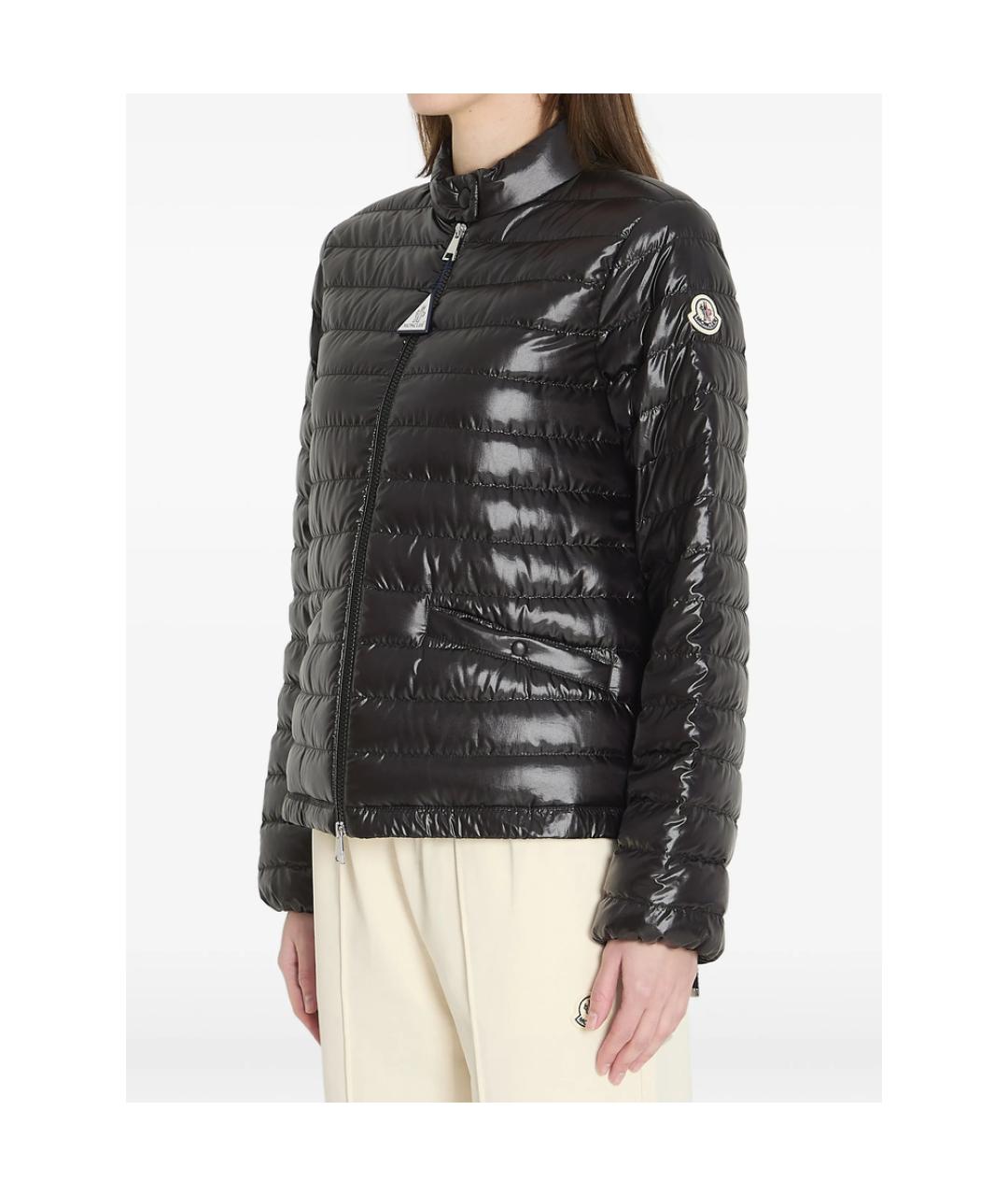 MONCLER Черный полиэстеровый пуховик, фото 2