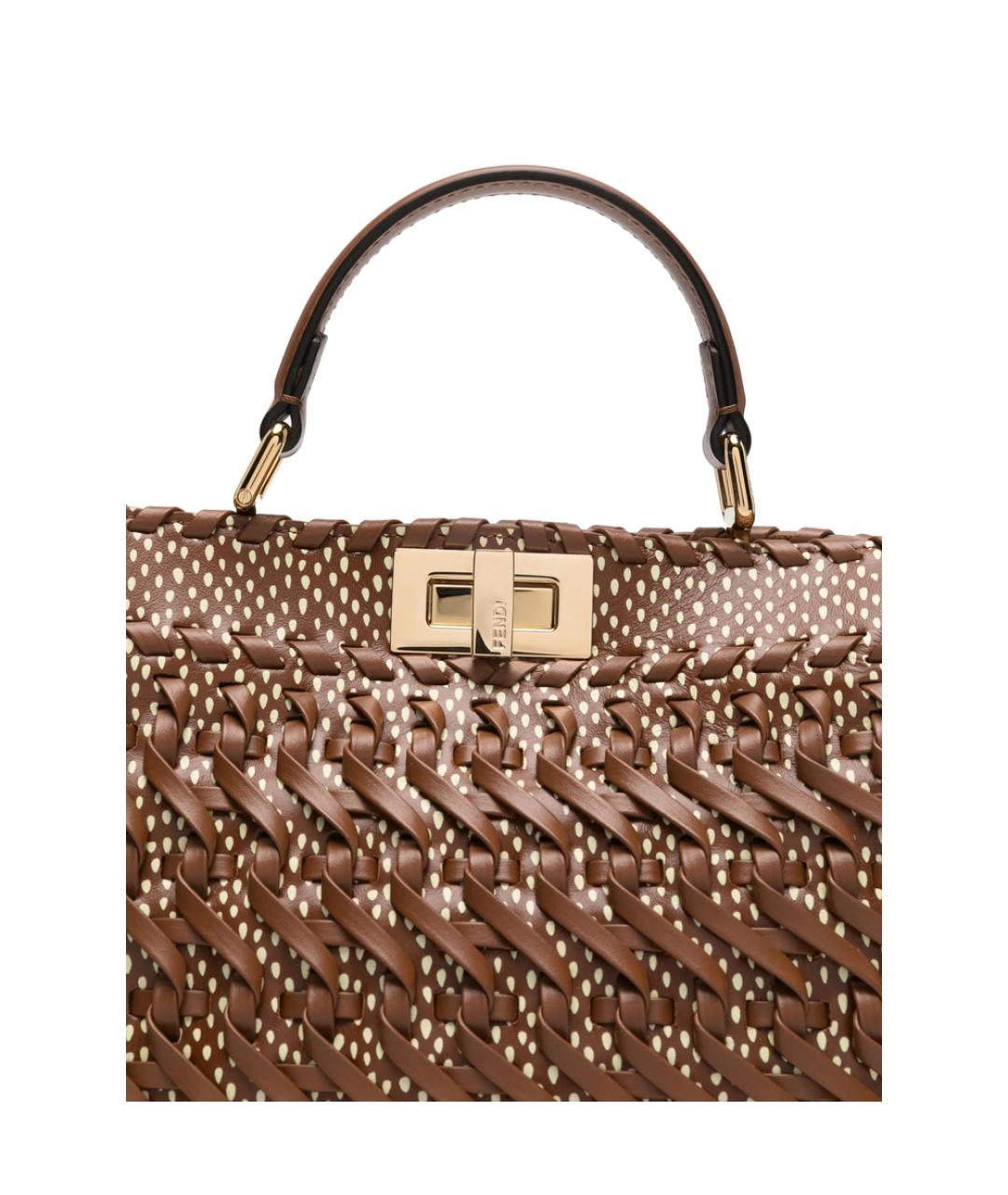 FENDI Коричневая кожаная сумка тоут, фото 2