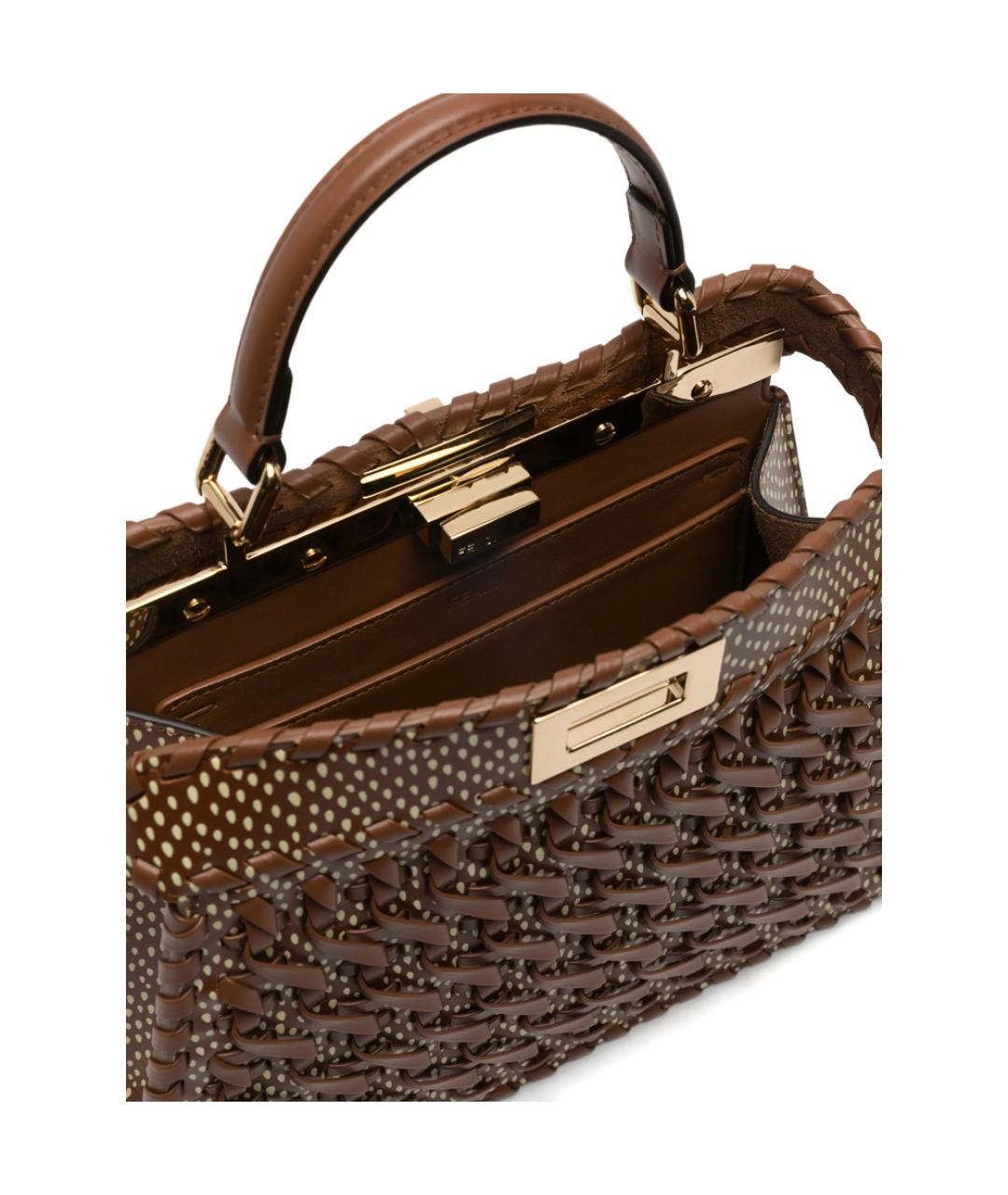 FENDI Коричневая кожаная сумка тоут, фото 5