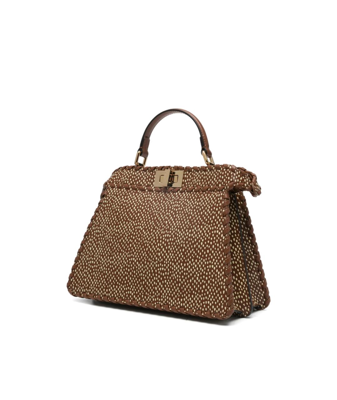 FENDI Коричневая кожаная сумка тоут, фото 3