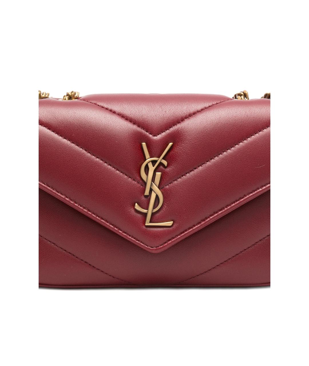 SAINT LAURENT Красная кожаная сумка через плечо, фото 4
