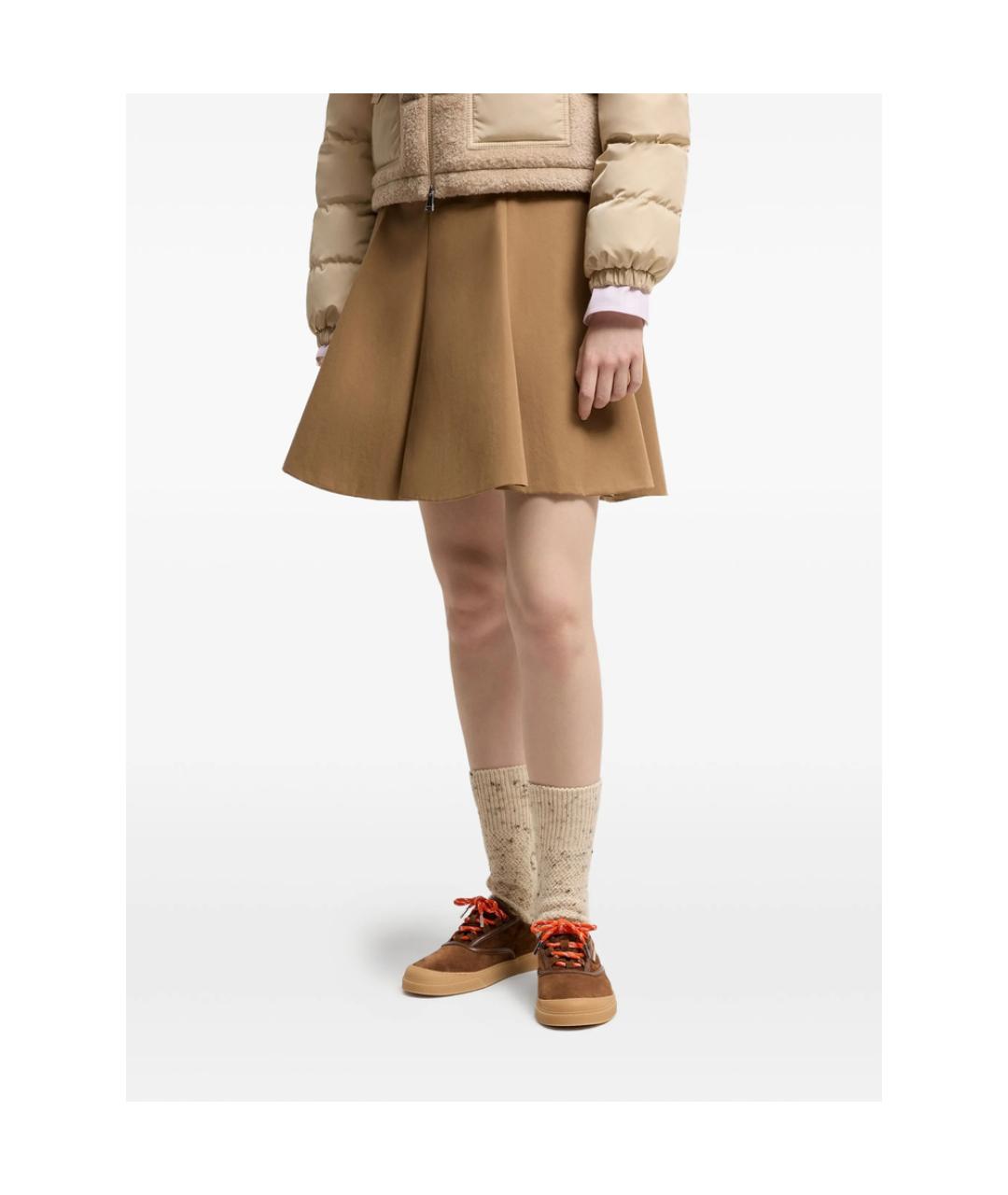 MONCLER Коричневые кожаные кроссовки, фото 4