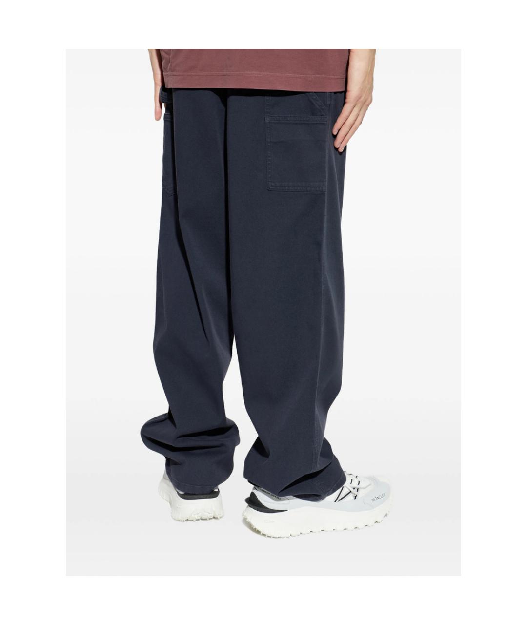 MONCLER Синие хлопковые повседневные брюки, фото 2