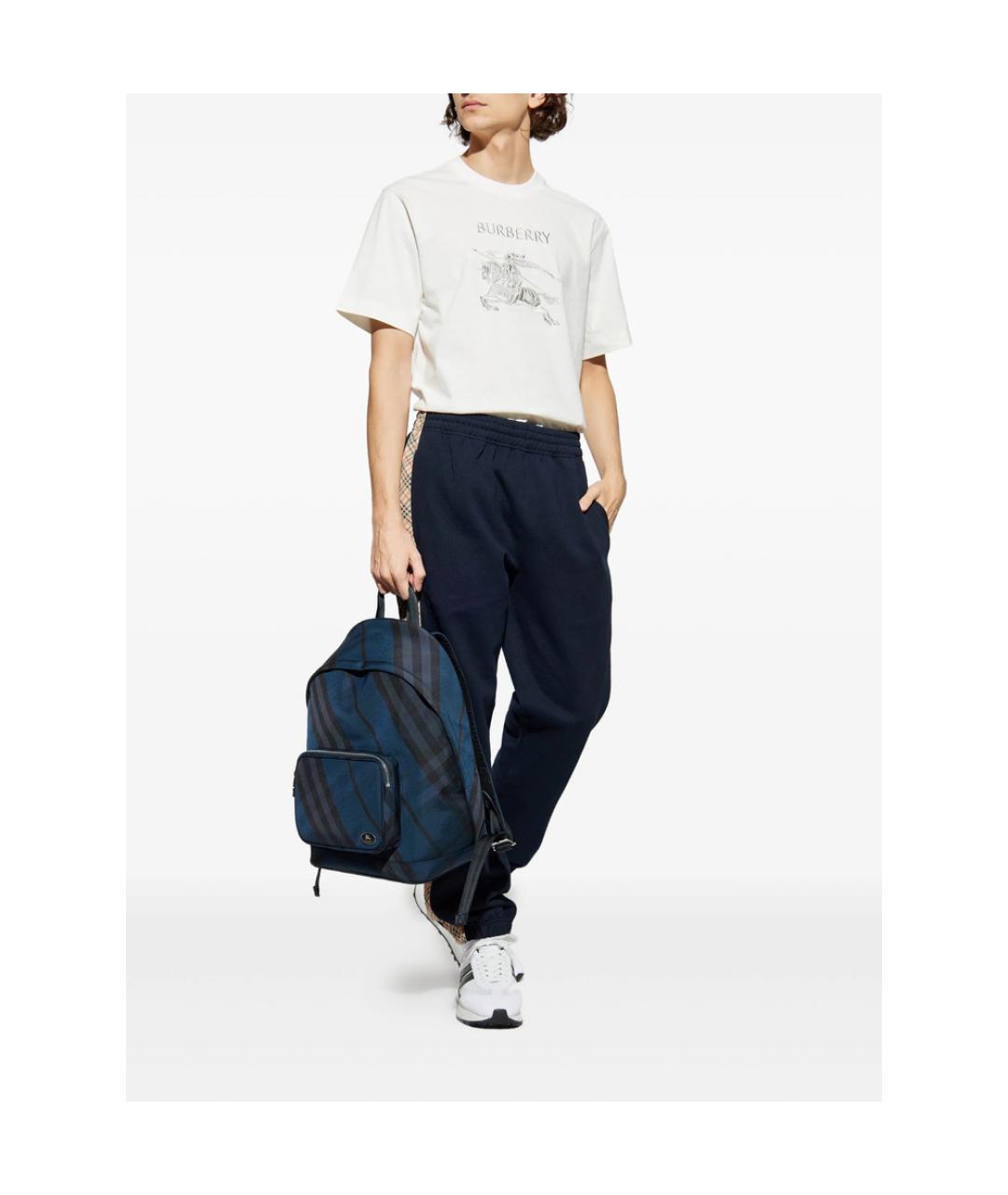 BURBERRY Синие хлопковые повседневные брюки, фото 3