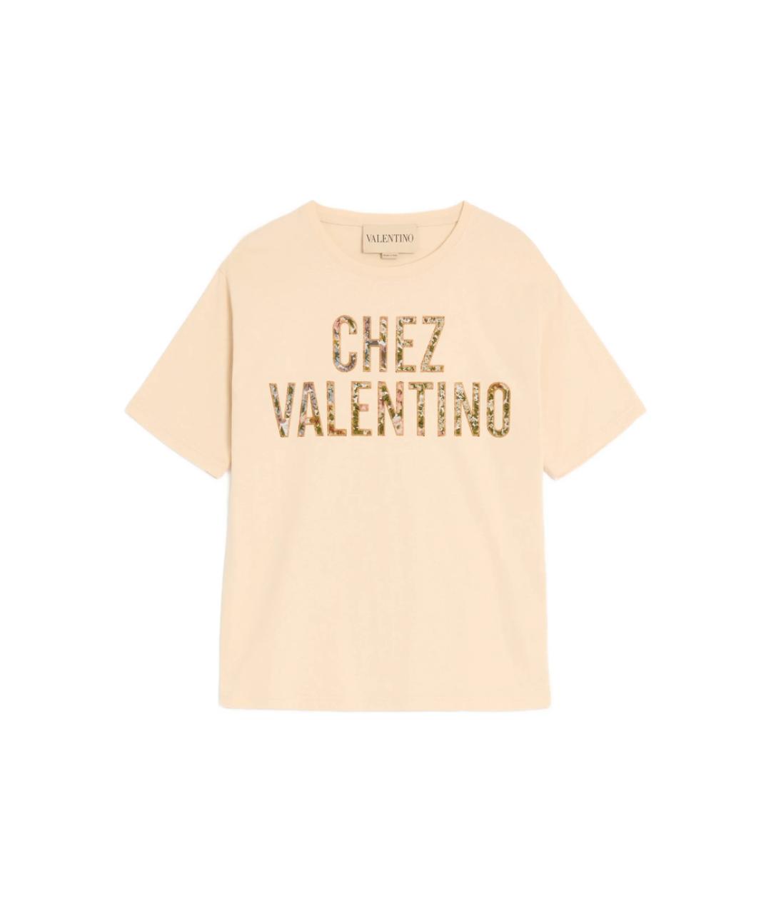 VALENTINO Бежевая хлопковая футболка, фото 7