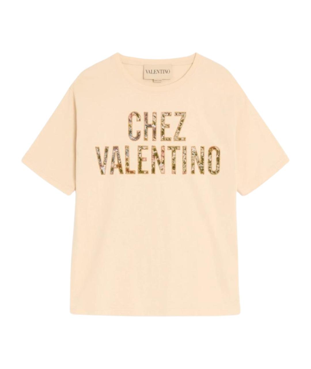 VALENTINO Бежевая хлопковая футболка, фото 1