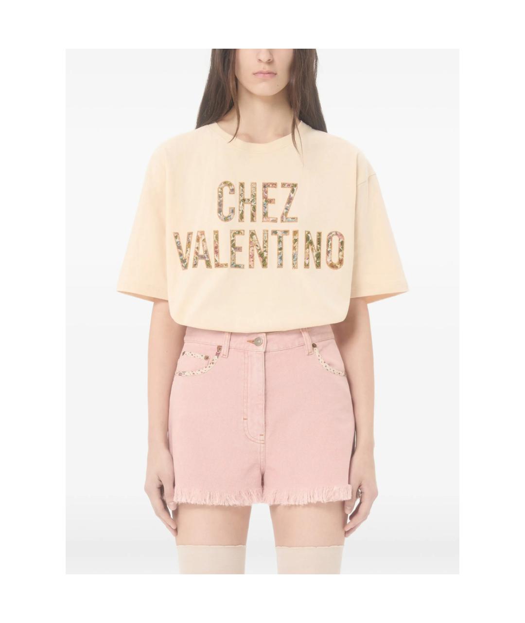 VALENTINO Бежевая хлопковая футболка, фото 4