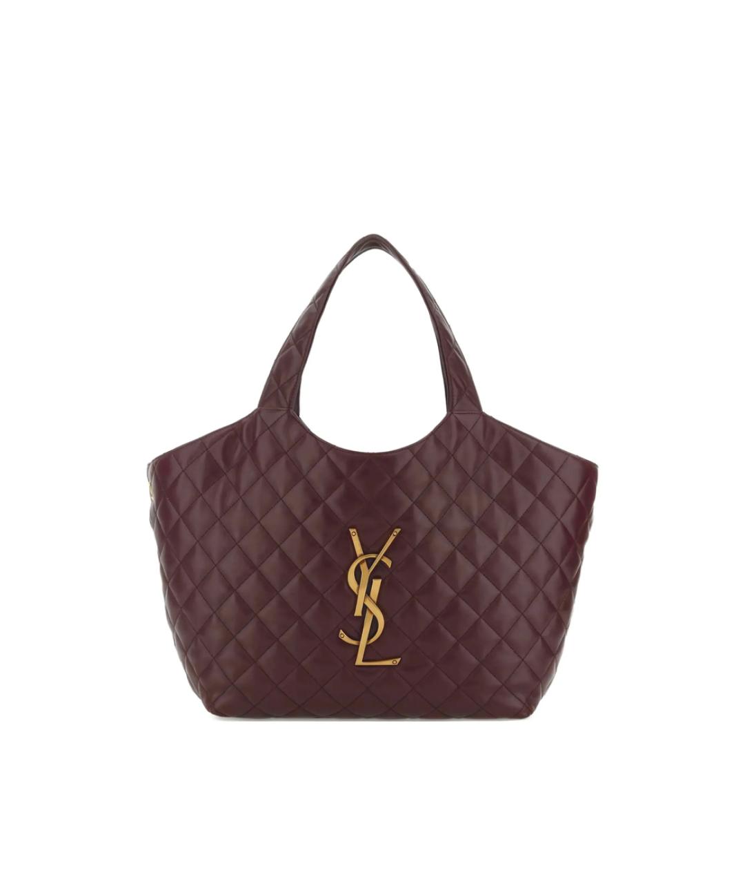 SAINT LAURENT Бордовая кожаная сумка тоут, фото 1