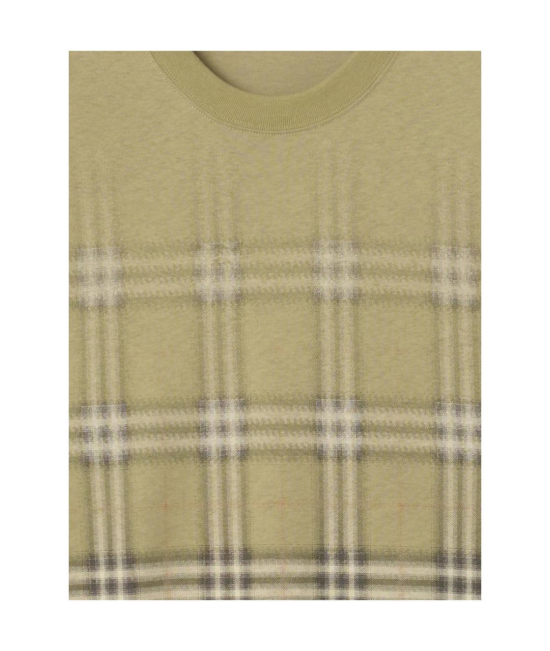 BURBERRY Зеленая хлопковая футболка, фото 3