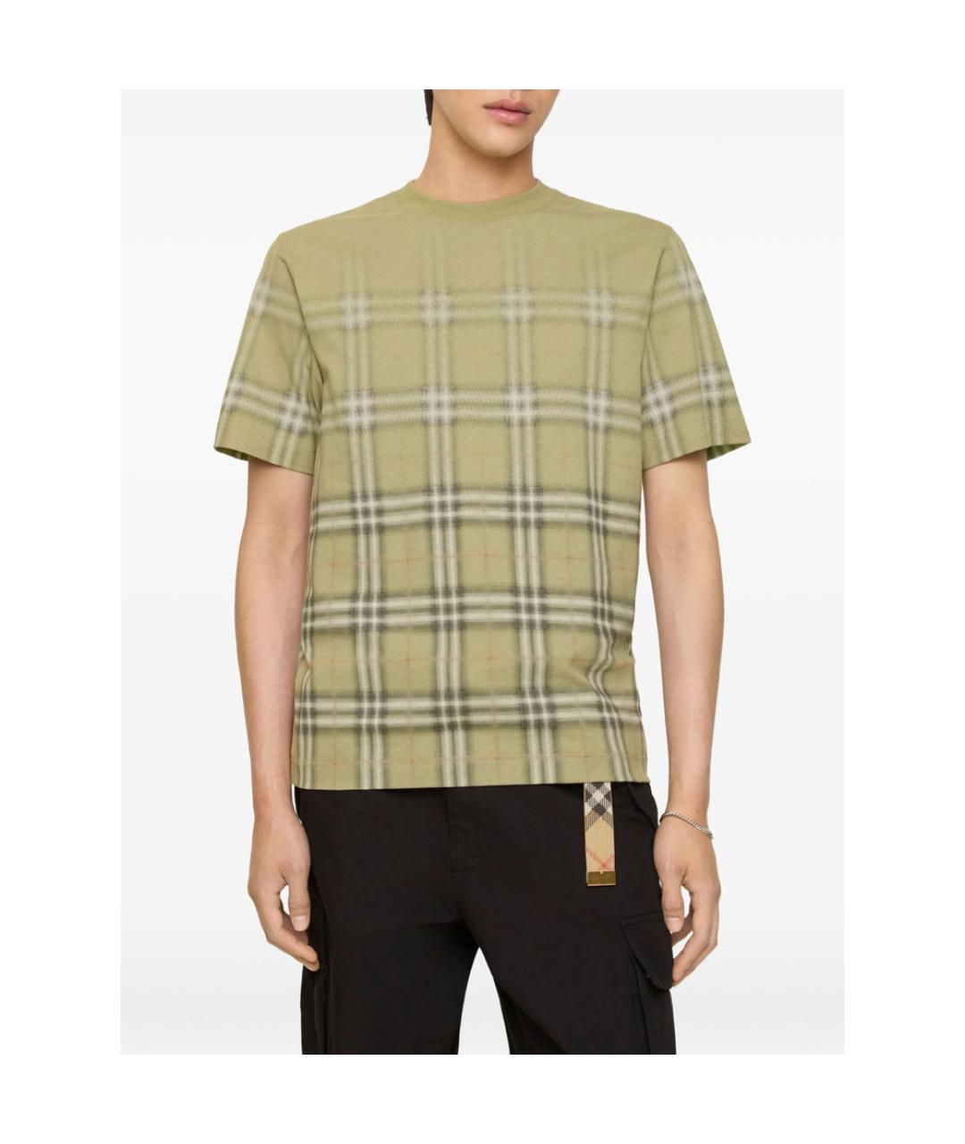 BURBERRY Зеленая хлопковая футболка, фото 4