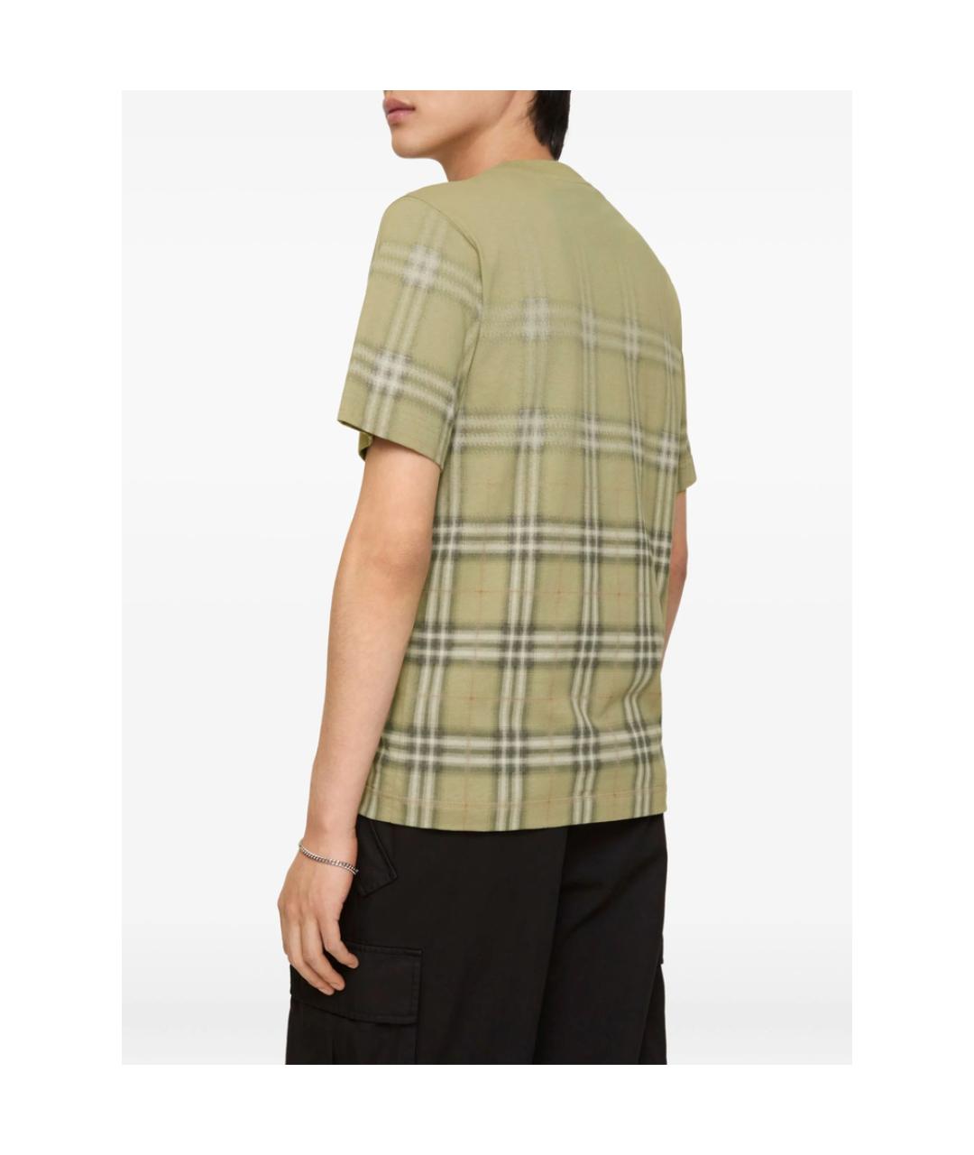 BURBERRY Зеленая хлопковая футболка, фото 2