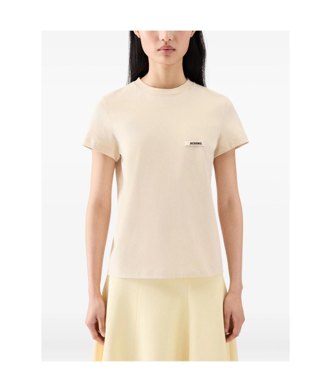 JACQUEMUS Бежевая хлопковая футболка, фото 2