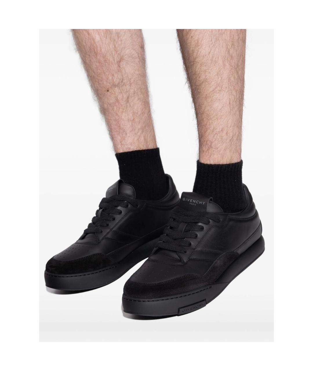 GIVENCHY Черные кожаные низкие кроссовки / кеды, фото 3