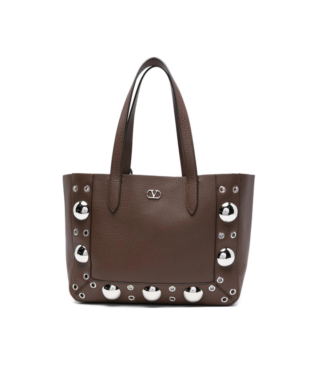 VALENTINO Коричневая кожаная сумка тоут, фото 1