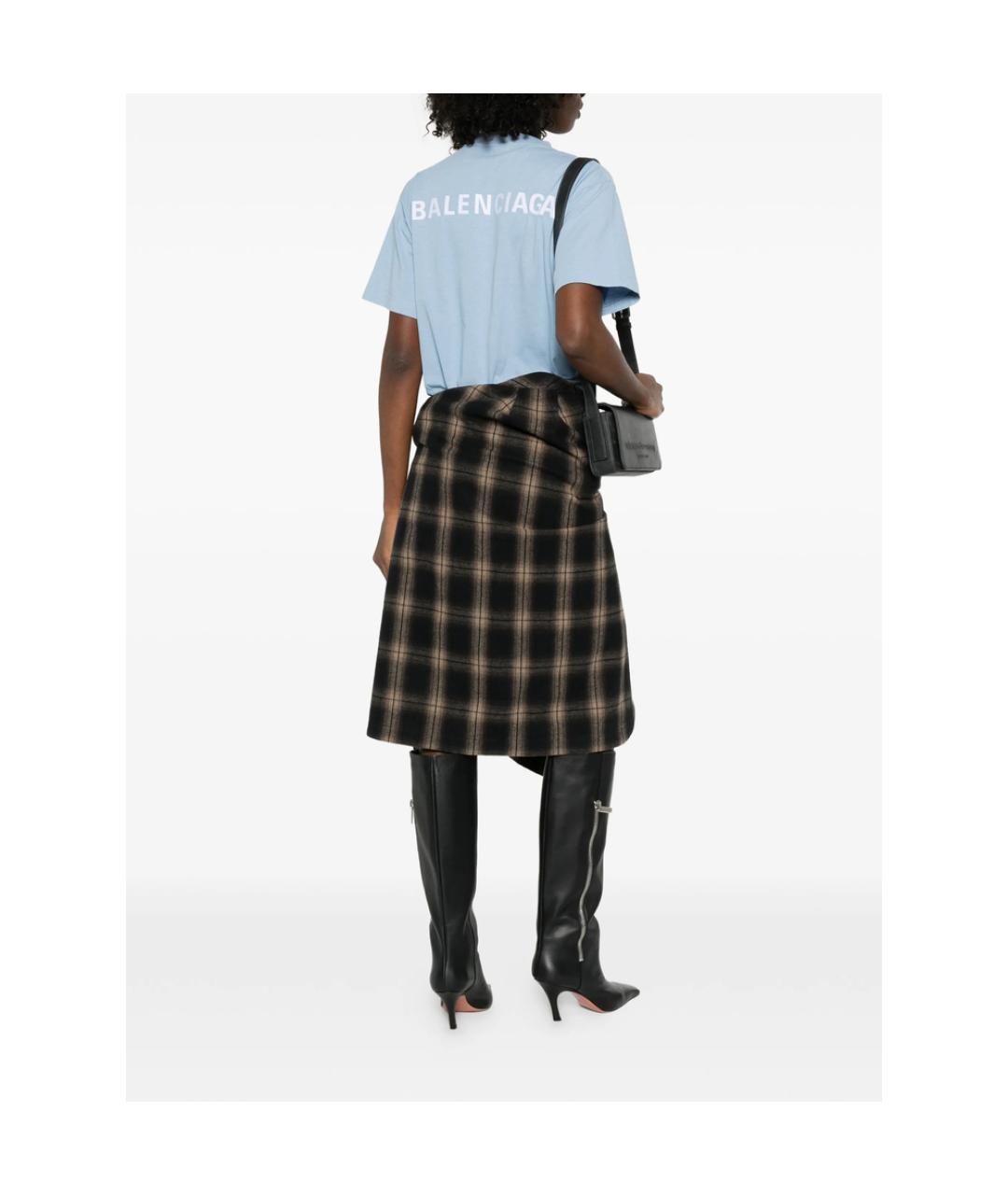 BALENCIAGA Голубая хлопковая футболка, фото 2