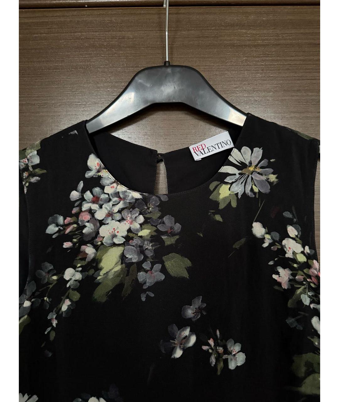 RED VALENTINO Черная шелковая майка, фото 3