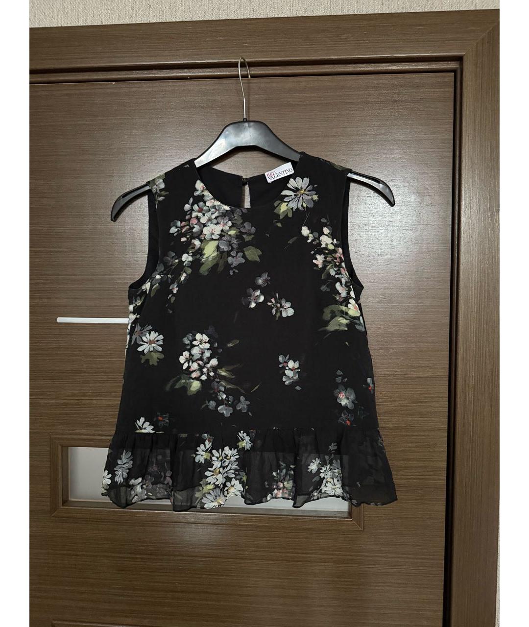 RED VALENTINO Черная шелковая майка, фото 7