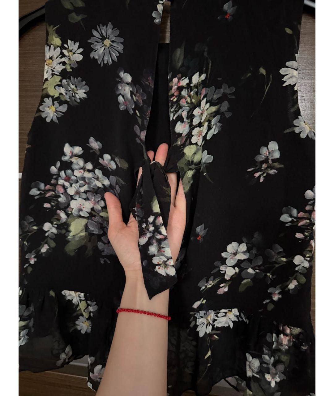 RED VALENTINO Черная шелковая майка, фото 4