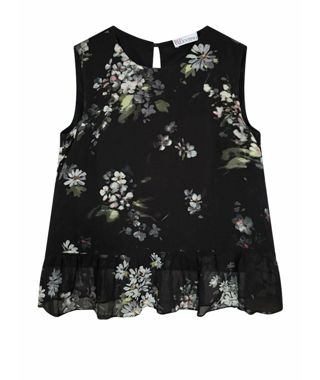RED VALENTINO Черная шелковая майка, фото 1