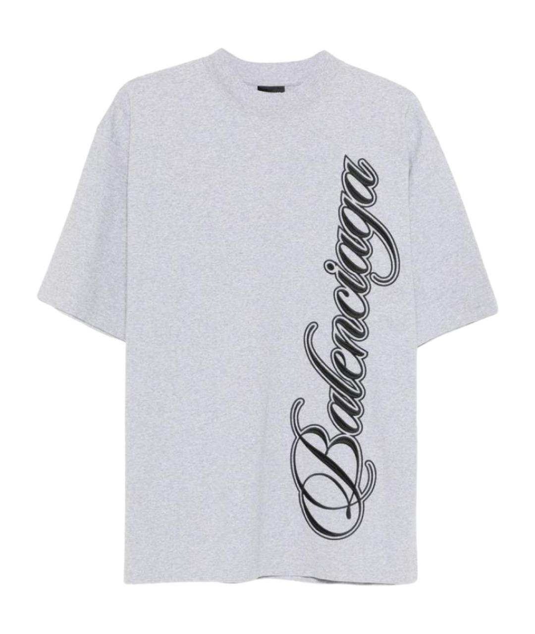 BALENCIAGA Серая хлопковая футболка, фото 1