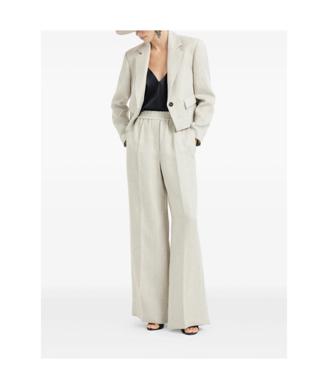 BRUNELLO CUCINELLI Серые хлопковые брюки широкие, фото 4