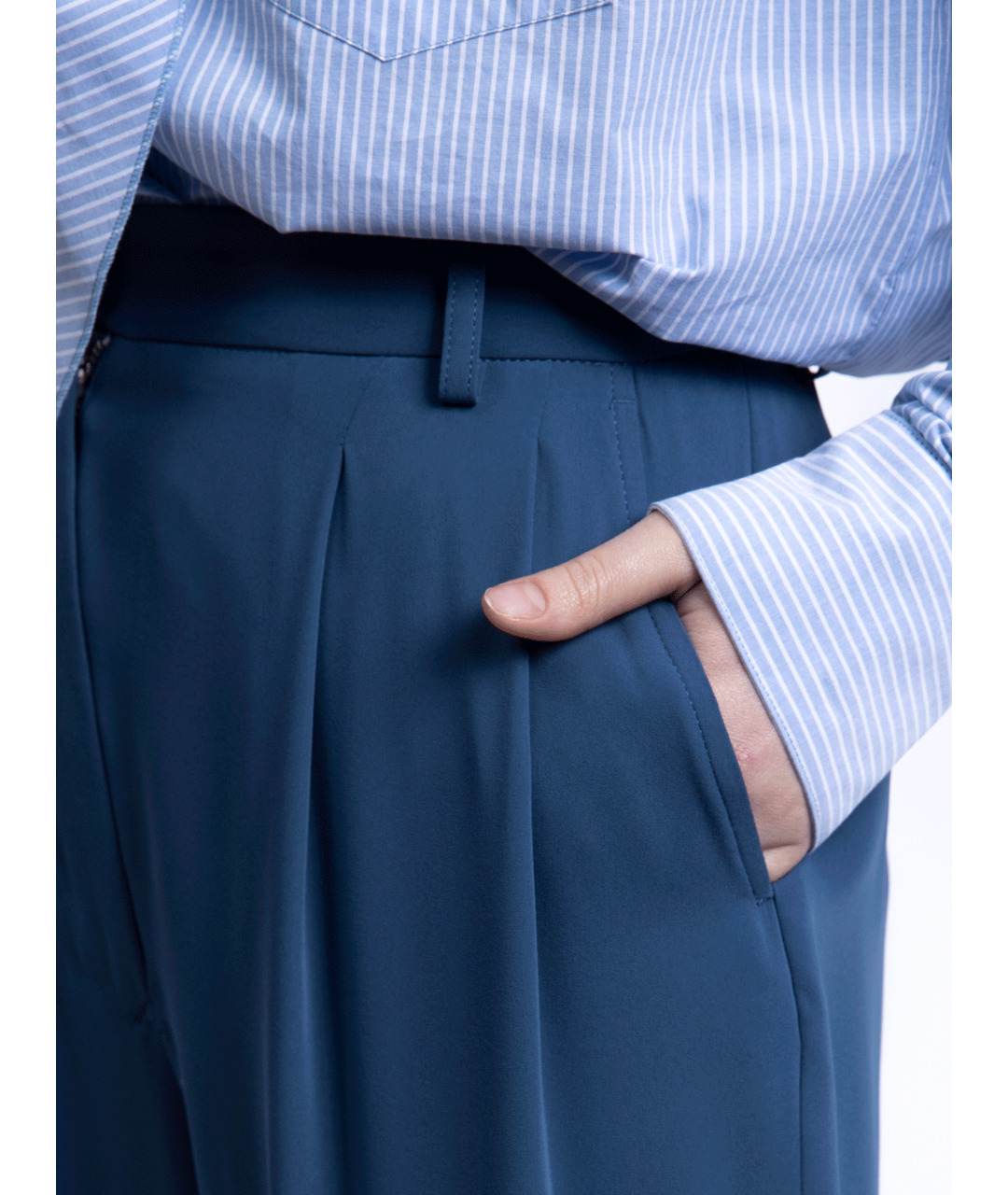MM6 MAISON MARGIELA Синие хлопковые прямые брюки, фото 3