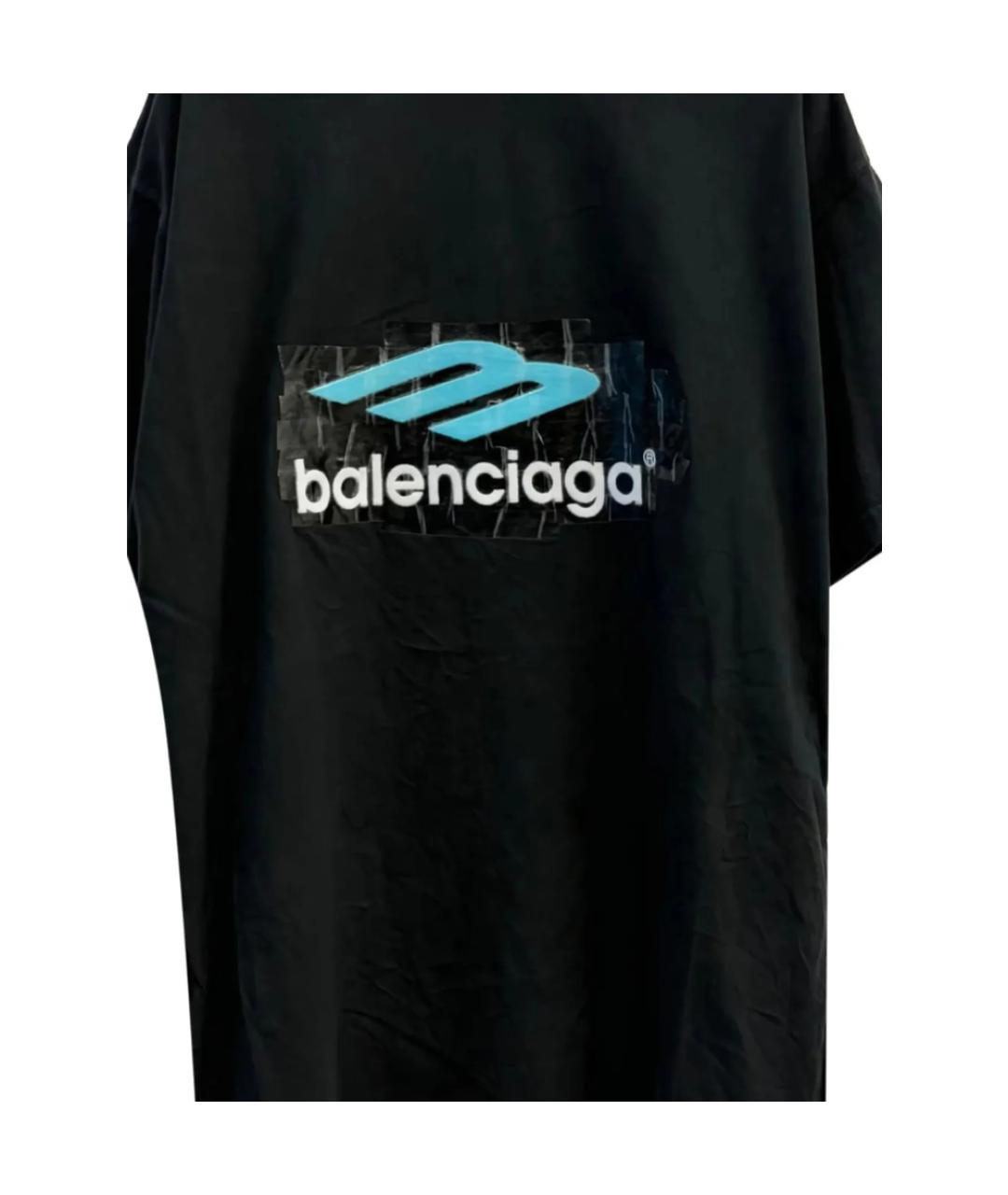BALENCIAGA Черная хлопковая футболка, фото 2