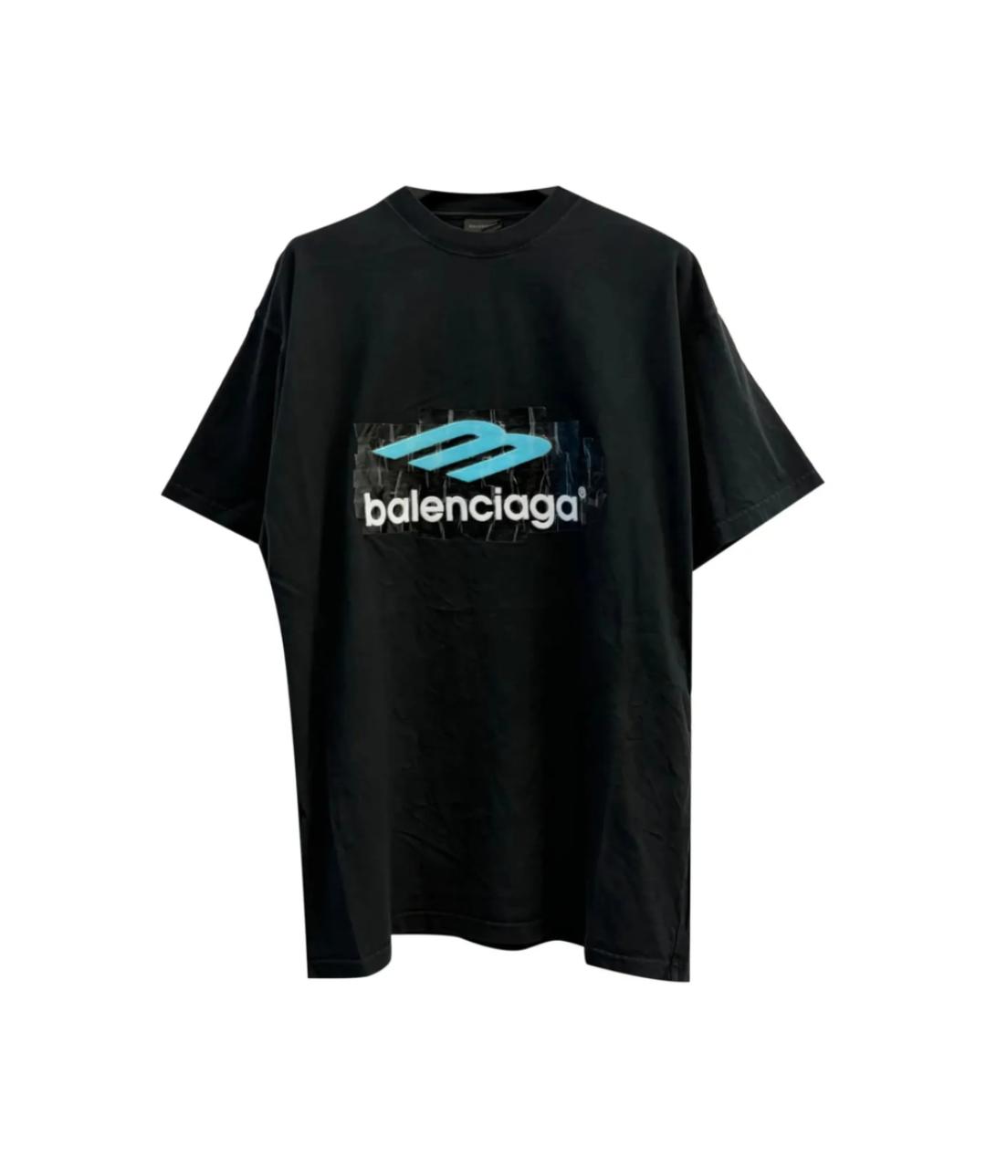 BALENCIAGA Черная хлопковая футболка, фото 1