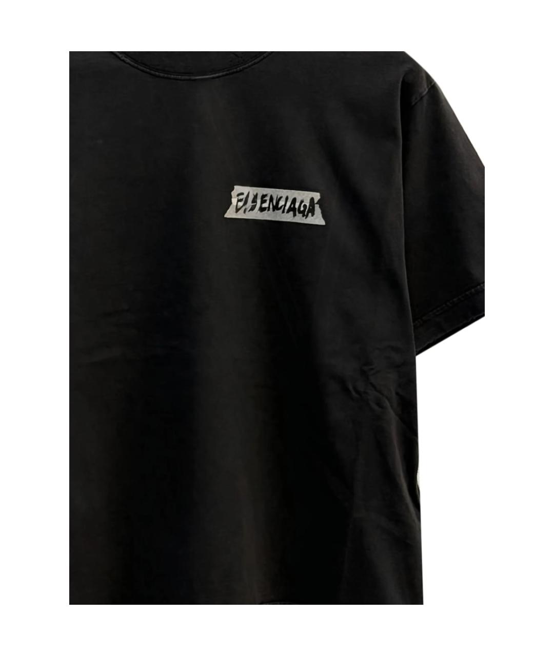 BALENCIAGA Черная хлопковая футболка, фото 2