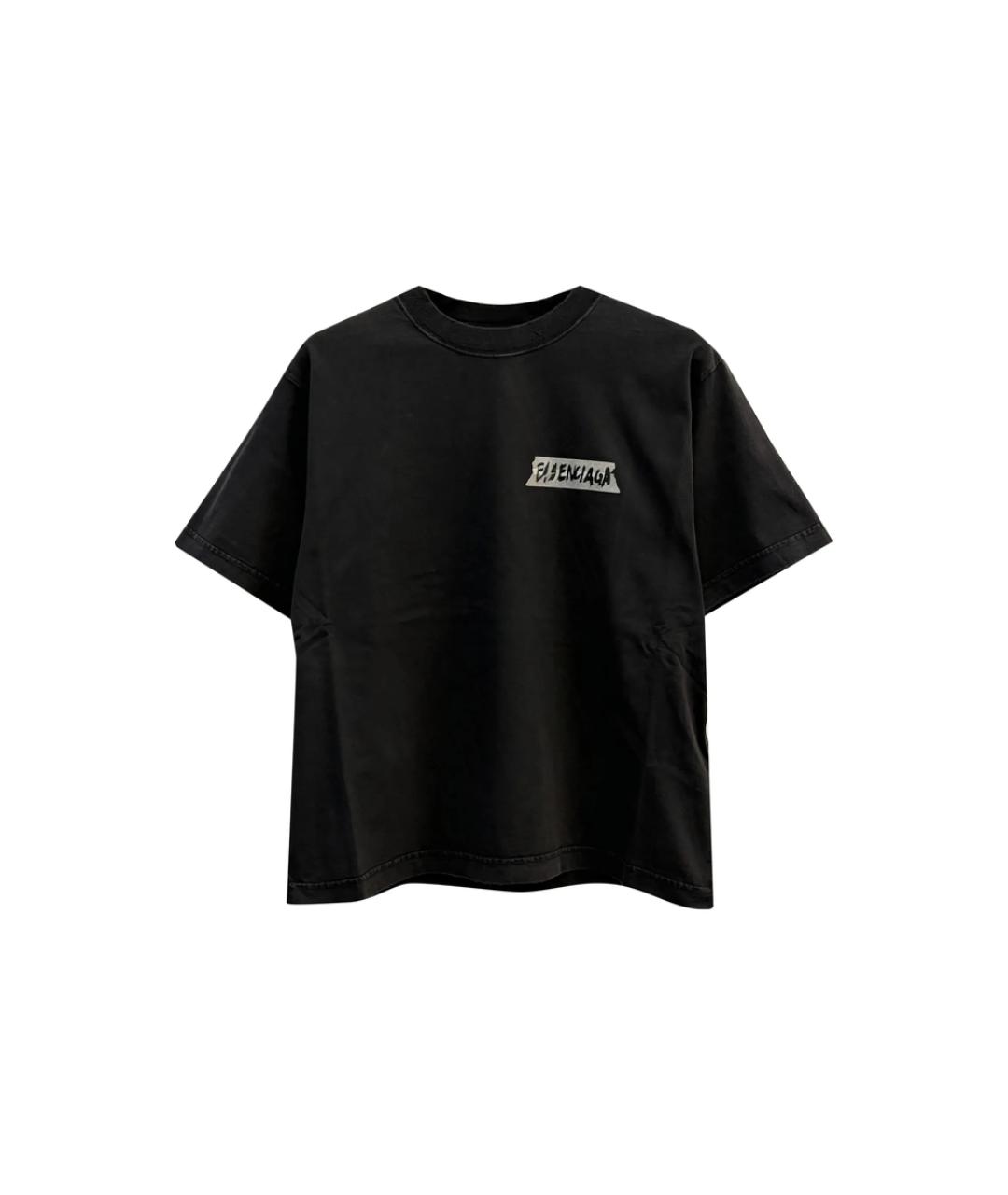 BALENCIAGA Черная хлопковая футболка, фото 1
