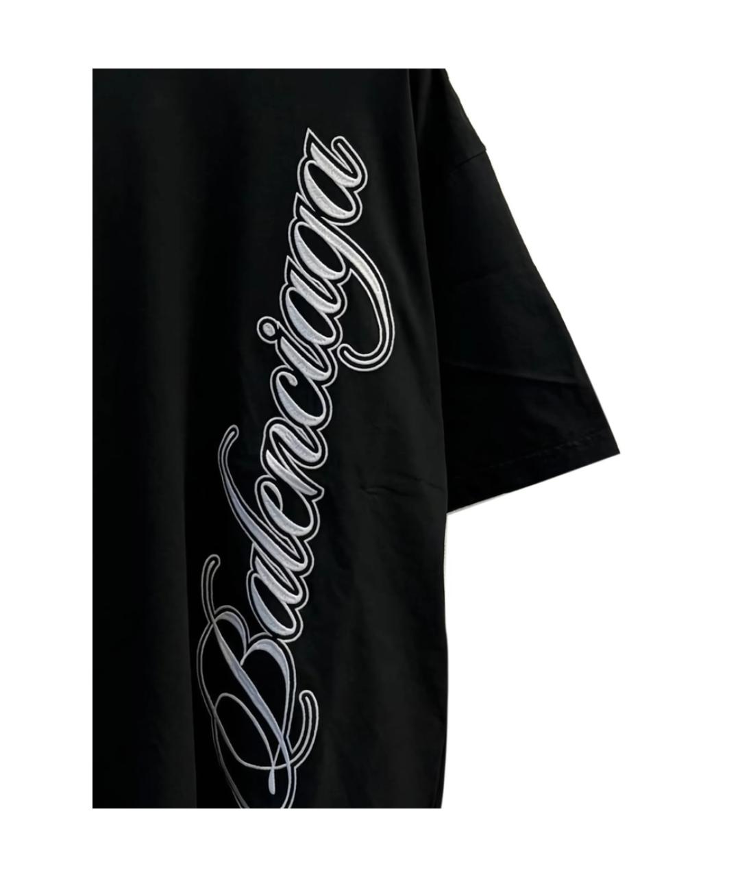 BALENCIAGA Черная хлопковая футболка, фото 2