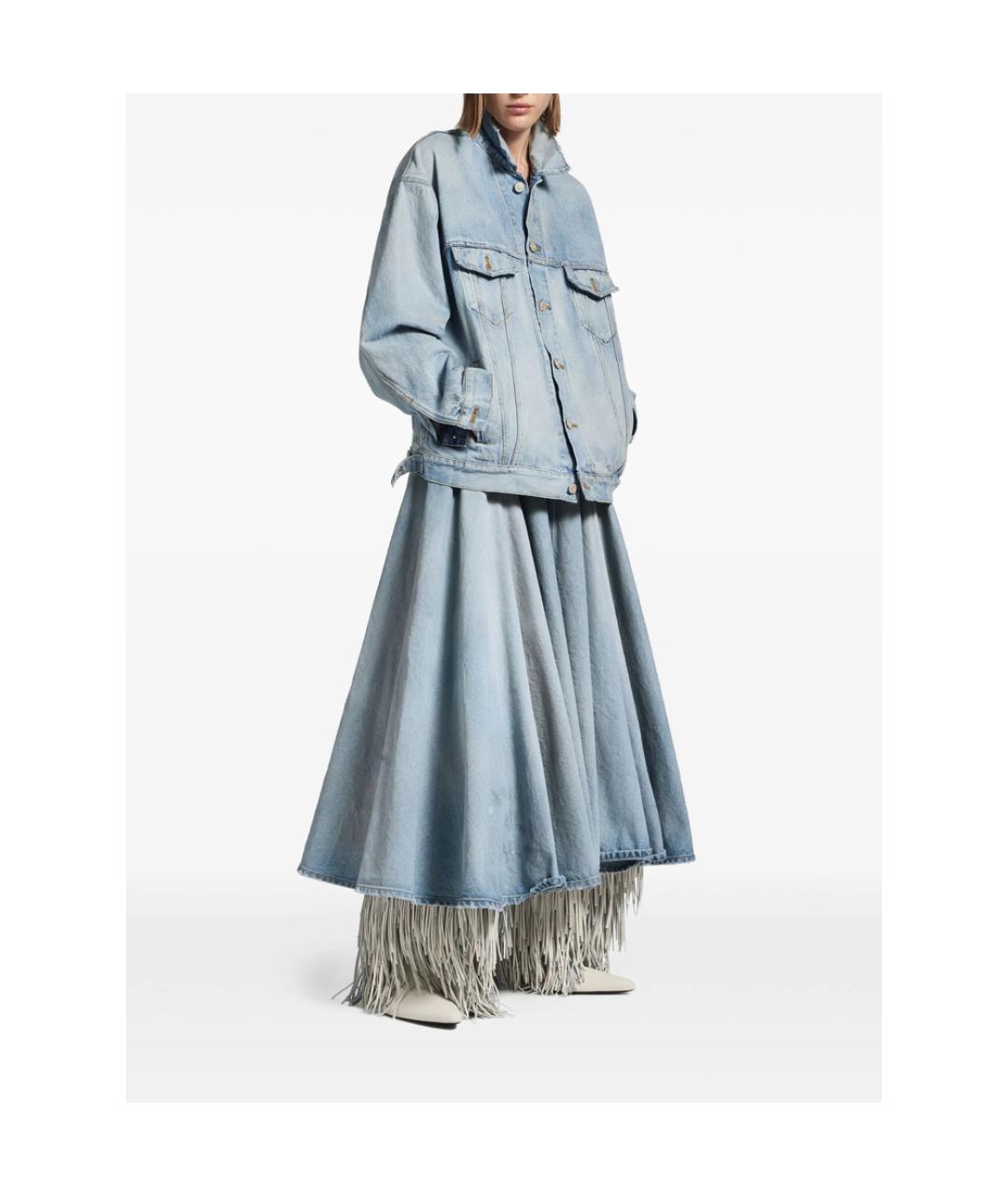 BALENCIAGA Голубая хлопковая юбка миди, фото 3