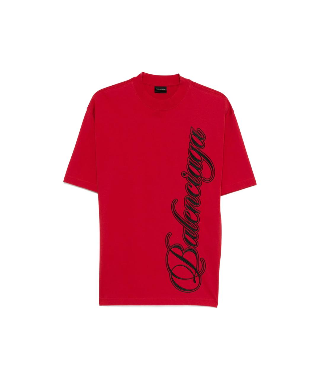 BALENCIAGA Красная хлопковая футболка, фото 1