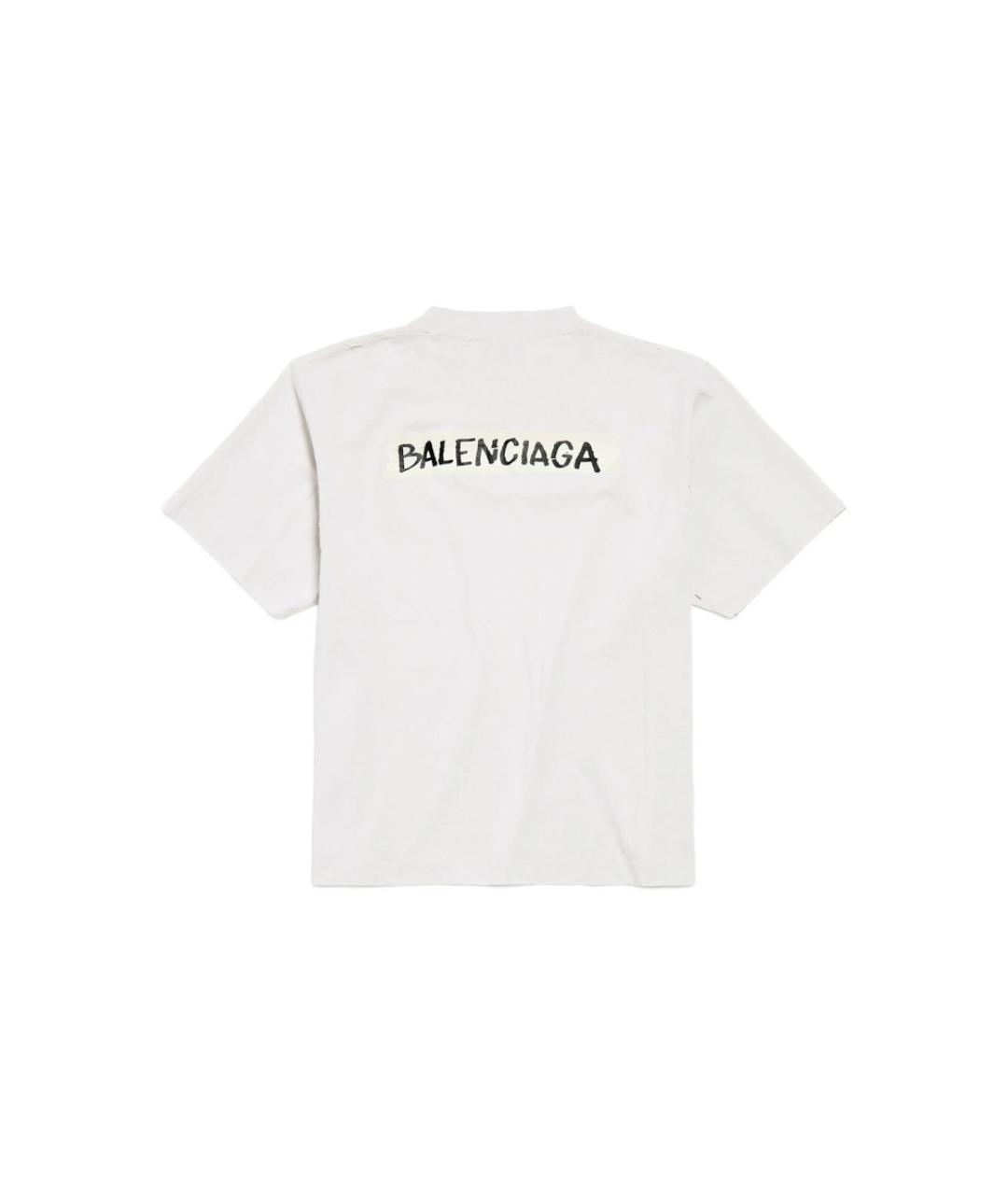 BALENCIAGA Белая хлопковая футболка, фото 2