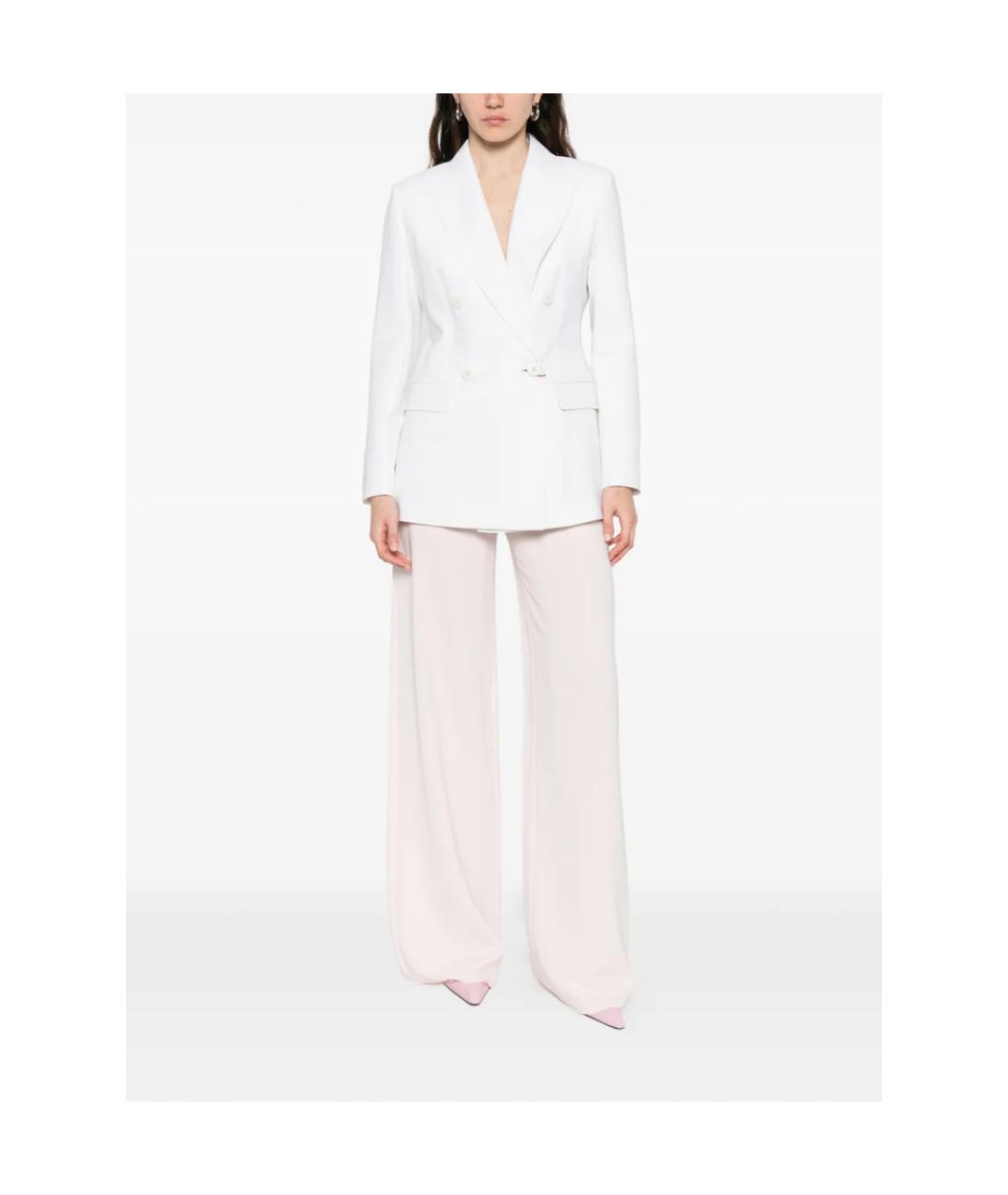 MAX MARA STUDIO Розовые полиэстеровые прямые брюки, фото 4