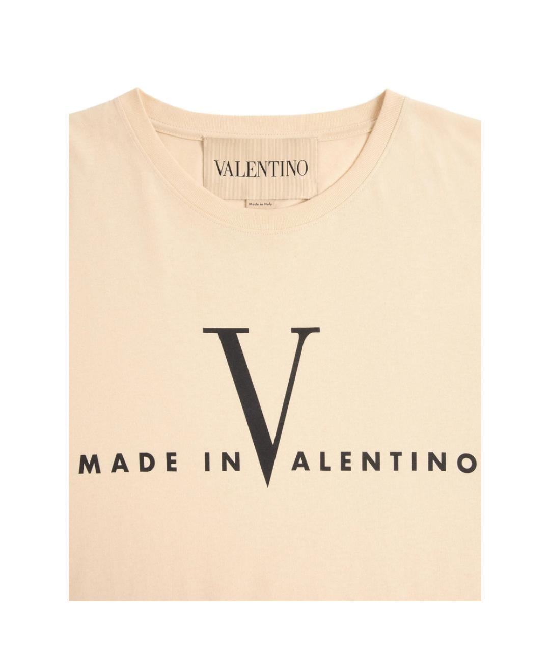 VALENTINO Бежевая хлопковая футболка, фото 2