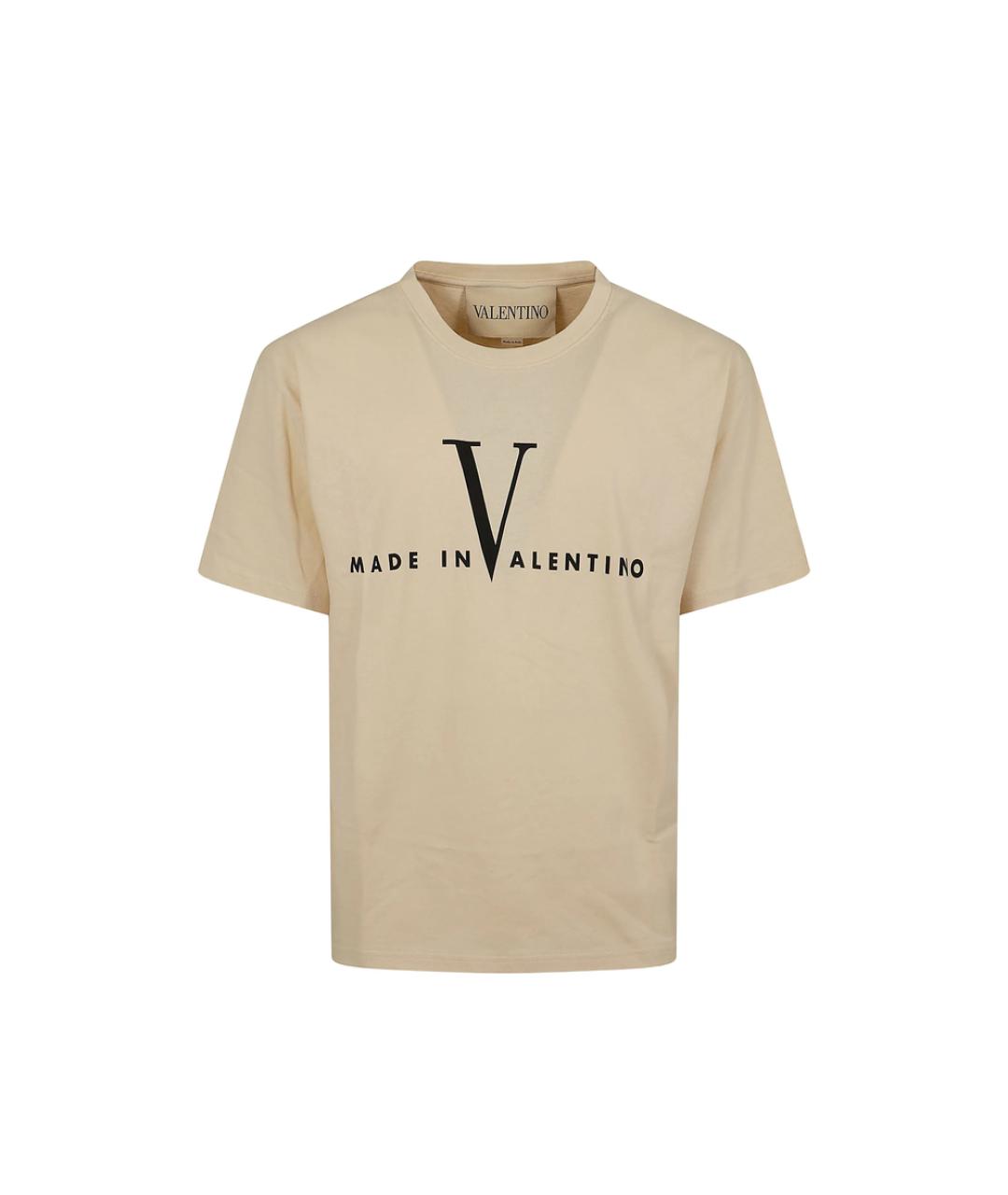 VALENTINO Бежевая хлопковая футболка, фото 1