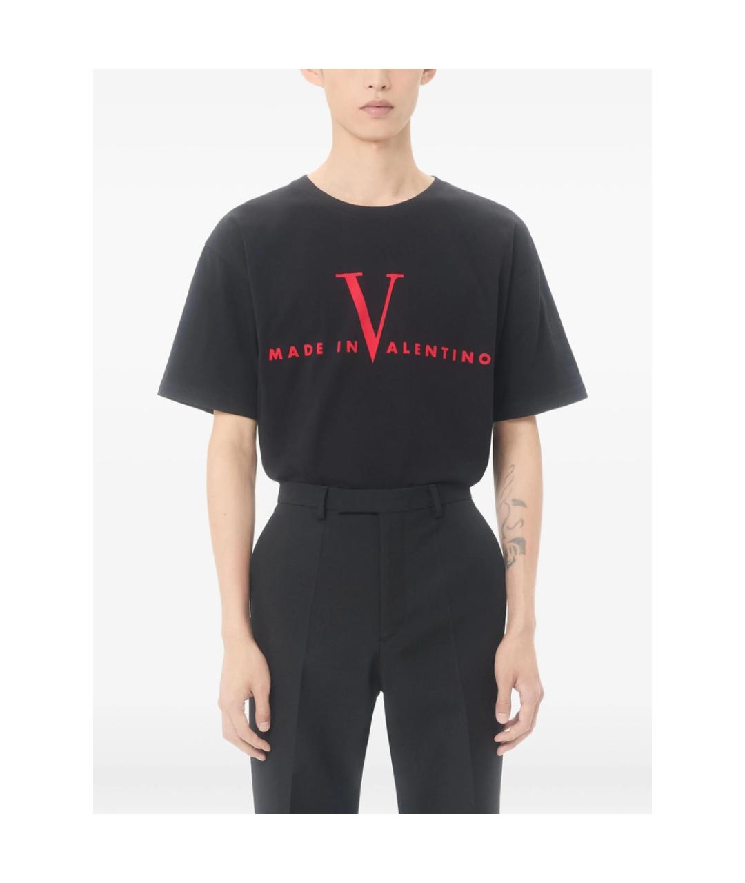 VALENTINO Черная хлопковая футболка, фото 4