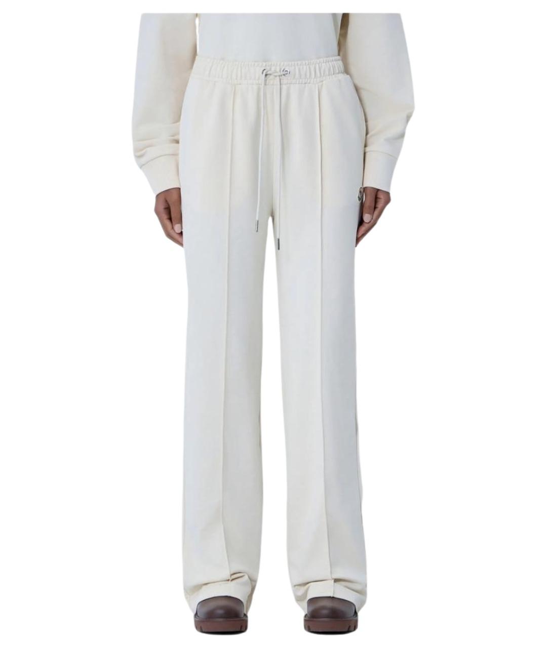 MONCLER Белые хлопковые прямые брюки, фото 1