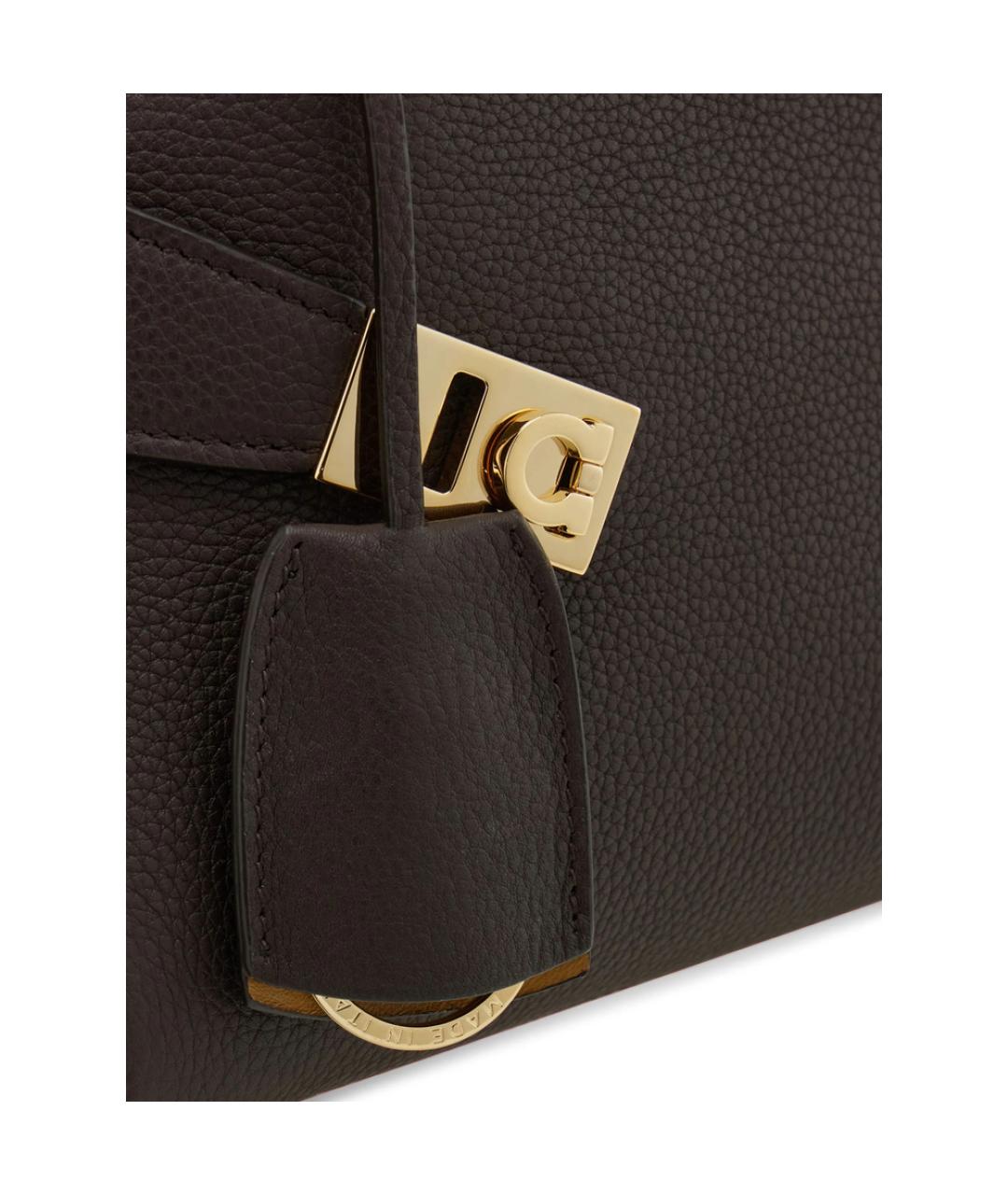 FERRAGAMO Коричневая кожаная сумка с короткими ручками, фото 5
