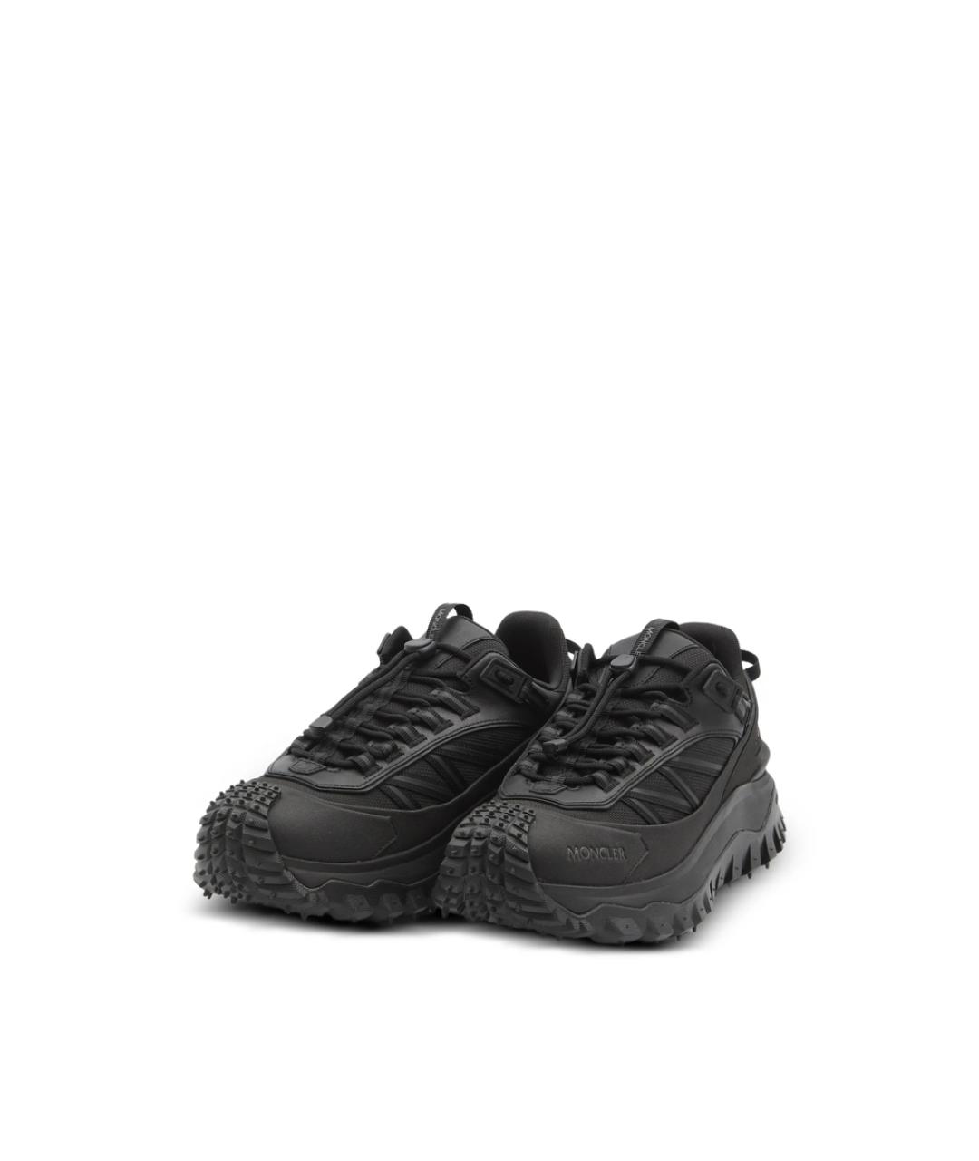 MONCLER Черные текстильные низкие кроссовки / кеды, фото 5