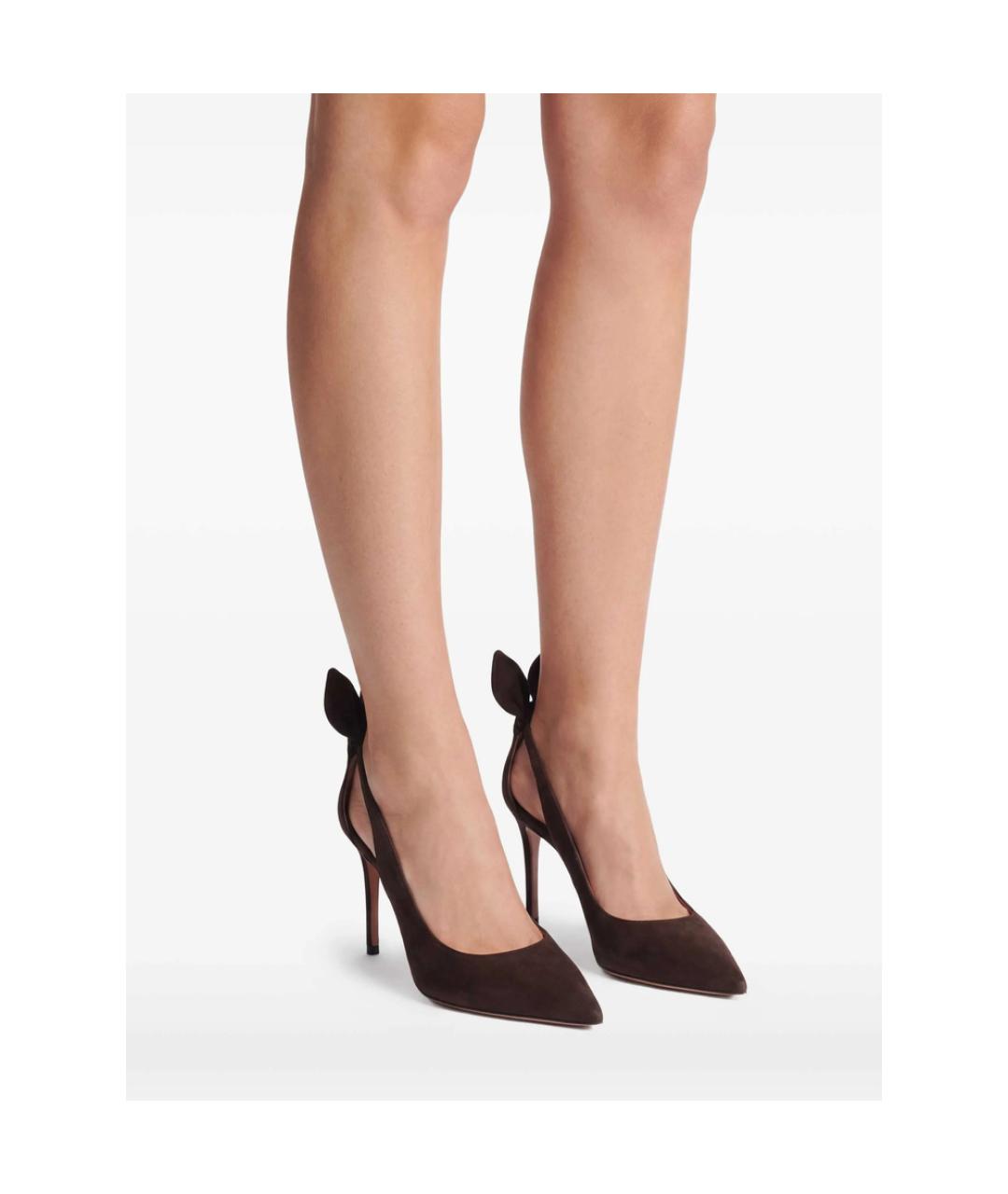 AQUAZZURA Коричневые кожаные туфли, фото 5