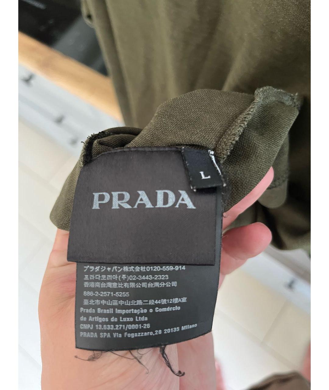 PRADA Хаки хлопковая футболка, фото 6