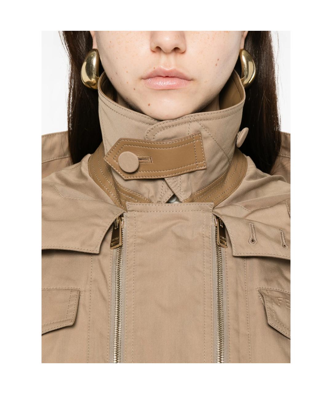 FENDI Коричневая хлопковая куртка, фото 2