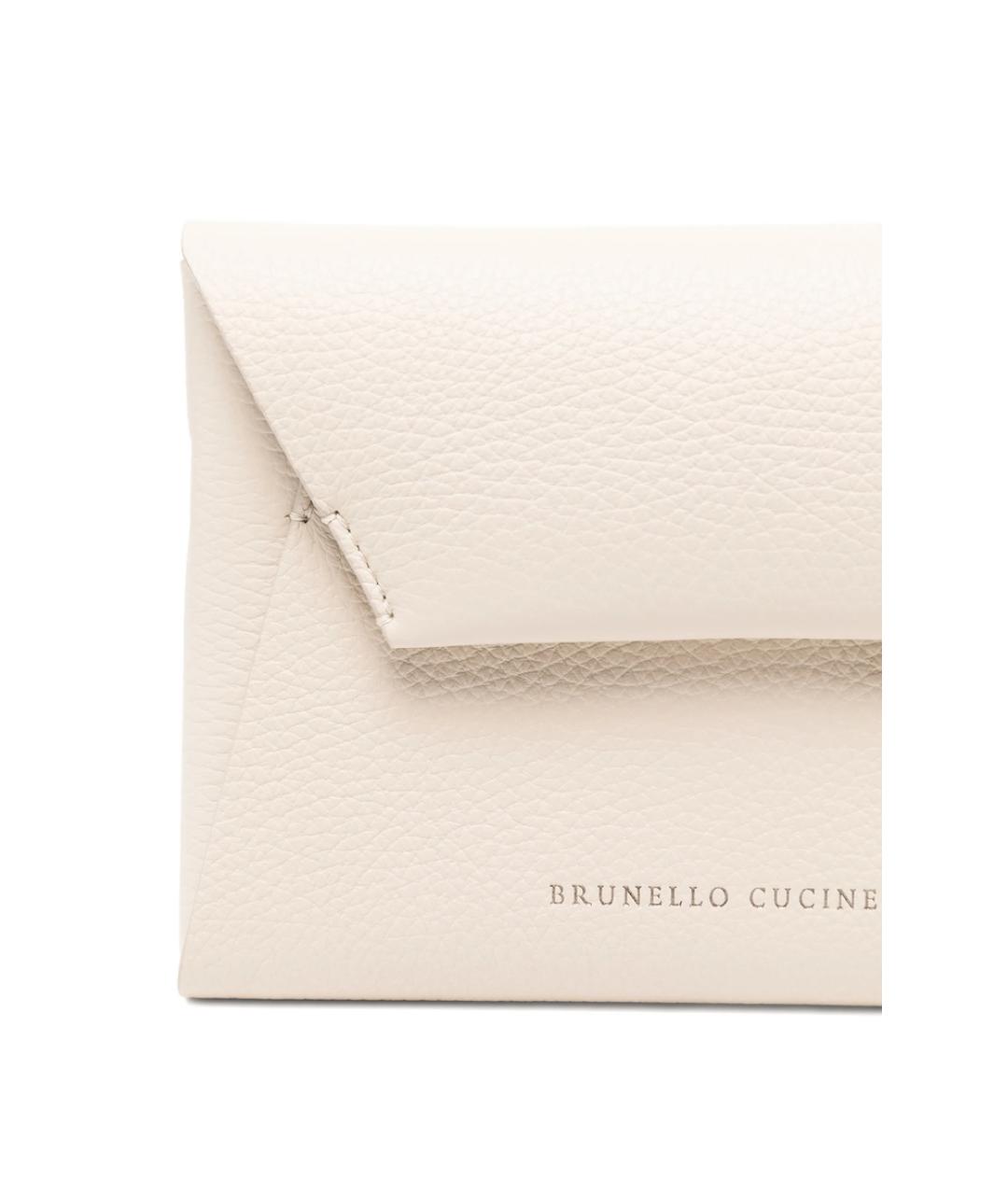 BRUNELLO CUCINELLI Бежевая кожаная сумка через плечо, фото 3