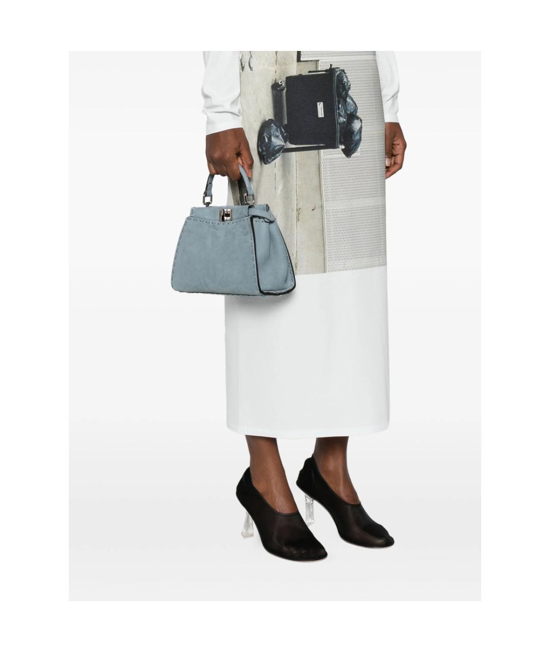 FENDI Голубая кожаная сумка тоут, фото 5