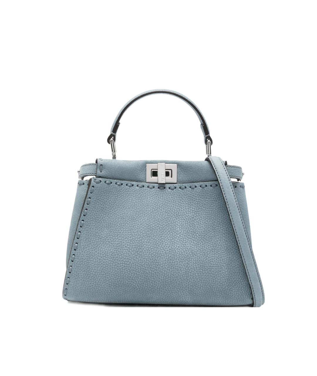 FENDI Голубая кожаная сумка тоут, фото 1