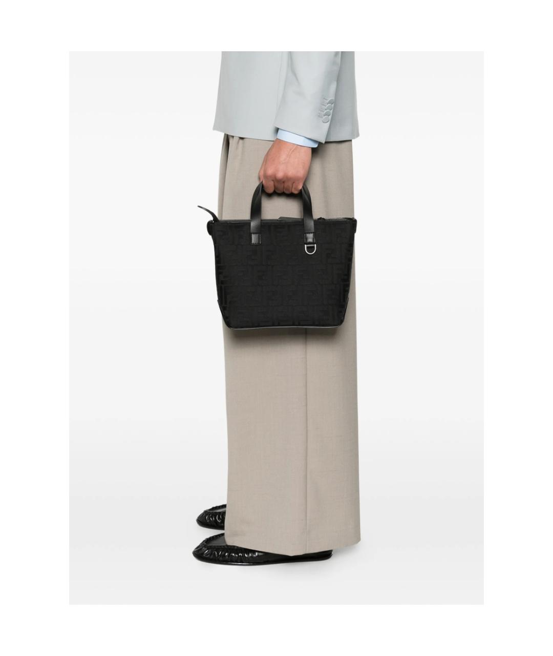FENDI Черная синтетическая сумка тоут, фото 3