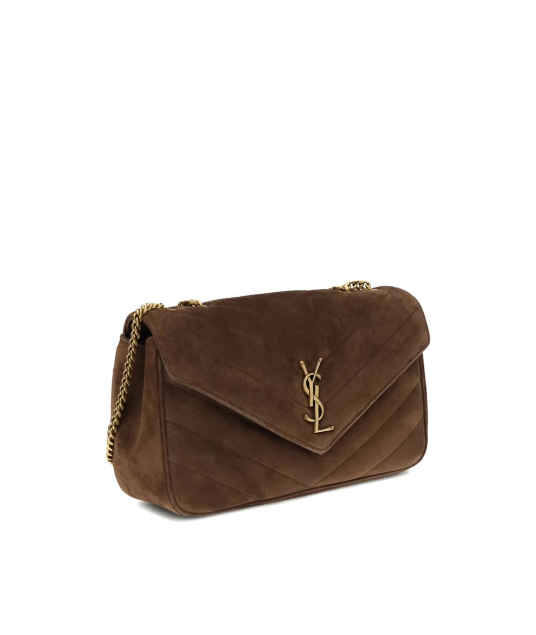 SAINT LAURENT Коричневая замшевая сумка через плечо, фото 2